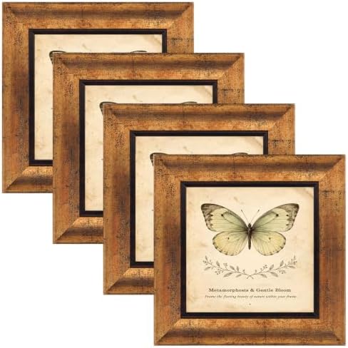 XUANLUO 5x5 Picture Frames Set of 4,Rustic Retro Photo Frame(Gold) by XUANLUO