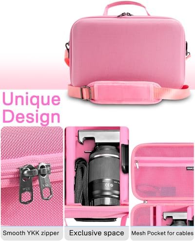 RAIACE Hard Case Compatible with Sony Alpha 7 II III IV/7R V Camera, for Nikon, for Canon, for Pentax and More. Large Capacity With Mesh Pocket for Lens, Charger, Cables, Cards and Accessories.-Pink - Image 3