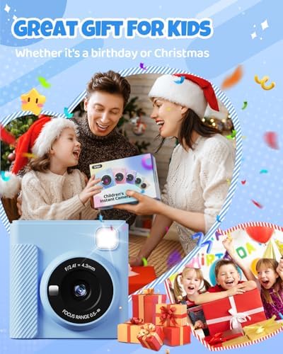 TIATUA Kids Instant Print Camera, 1080P HD Video Digital Toy, Blue - Image 6