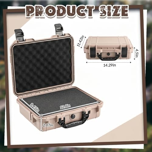 Relaxweex 14.3 x 11.4 x 4.5 Inch Hard Case, Grid Shell, Tan - Image 2