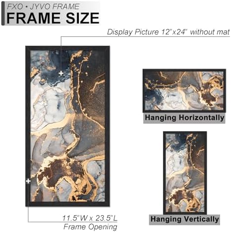 Fxojyvo 12x24 Picture Frame Set of 3 Black Engineered Wood Wall Hanging - Image 4