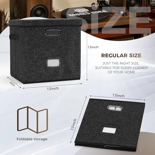 Vinyl Record Storage Box Set of 2 - Album Storage Holds 100+ Single Records - Image 2