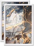 Fxojyvo 9x13 Picture Frame Set of 2 White Engineered Wood Wall Hanging by Fxojyvo