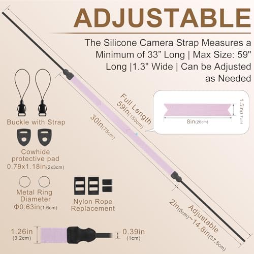 FIEIL Neck Strap Silicone Camera Straps - Padded Camera Strap, 1.5" Wide Adjustable Nylon Shoulder Strap - Compatible with Canon, Nikon, Sony, and More DSLR and Mirrorless Cameras (Purple) - Image 4
