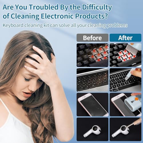 Keyboard Cleaner Laptop Cleaning Kit - 12 in 1 Computer Tech Cleaning Brush, Electronic Screen Cleaner with Multi-Function Cleaning Pen for MacBook, Tablet, iPhone, Earbuds, Camera, Lens - Image 5