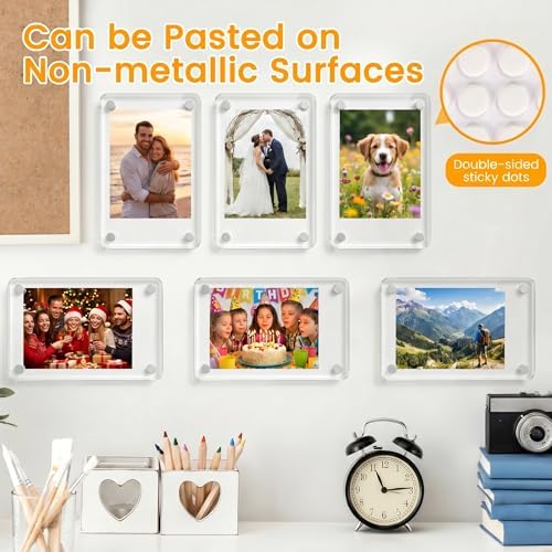 12 Pack Acrylic Fridge Magnetic Frame for Polaroid, 2.36x3.54 In Mini Picture Frames Clear for Fujifilm Instax Mini, 2 Sided Photo Refrigerator Magnet Picture Display Clear Frame - Image 4