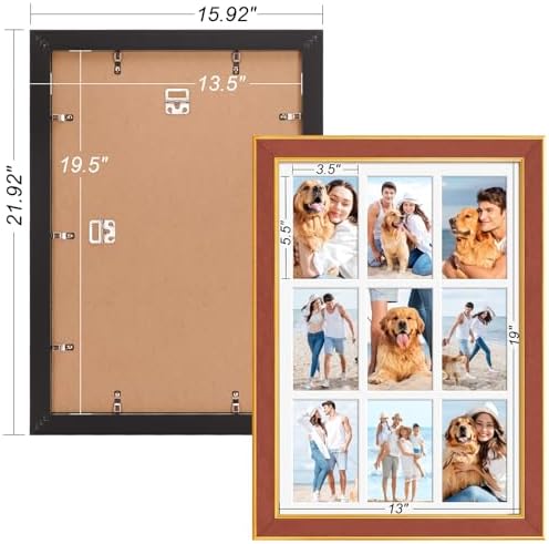 Suede 13.5x19.5 Picture Frame Display 9 Opening 4x6 Picture Frames Collage Wall Decor with Mat,Multi Photo Frame for Plexiglass,Wall Decor,1Pack,Brown - Image 4