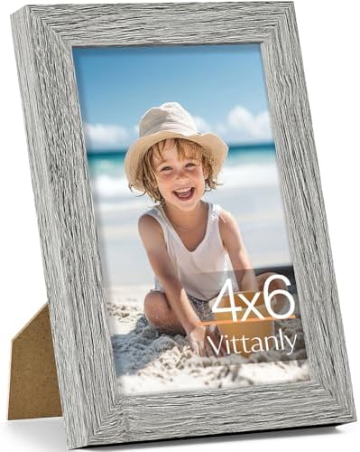 Vittanly 4x6 Picture Frame Made of Solid Wood for Wall or Tabletop, Grey by Vittanly