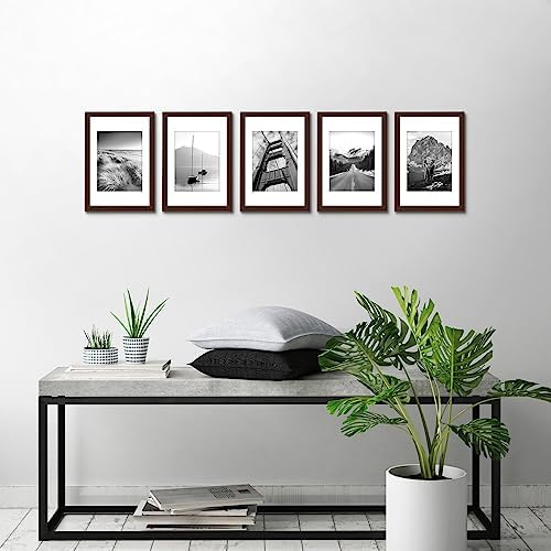 Americanflat 8x12 Picture Frame 5-Pack - Matted to 6x8 - Mahogany - Image 5