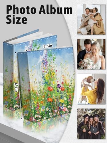 Photo Album 4x6, 56 Pockets Small Picture Book Green Lush Flower - Image 6