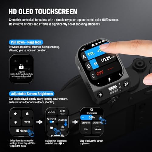 NEEWER QZ-F TTL Wireless Flash Trigger Transmitter Compatible with Fujifilm Cameras, 1/8000s HSS Switch, 1000mAh Battery, OLED Touchscreen for 2.4G Q System Z3 Z2PRO Z2II Z2 Z880 Q6 Q4 Q300 Q200 - Image 2