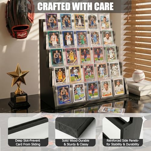 5 Tier Wooden Card Display Stand Holds 20-25 PSA BGS SGC Graded Sports Card - Image 6