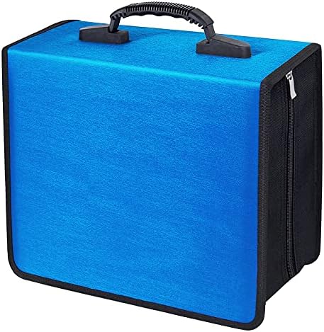 Siveit CD/DVD Binder, CD DVD Case Holder Binder 400 Capacity CD/DVD Wallet Storage Booklet Album Box (White binder, Blue) by Siveit