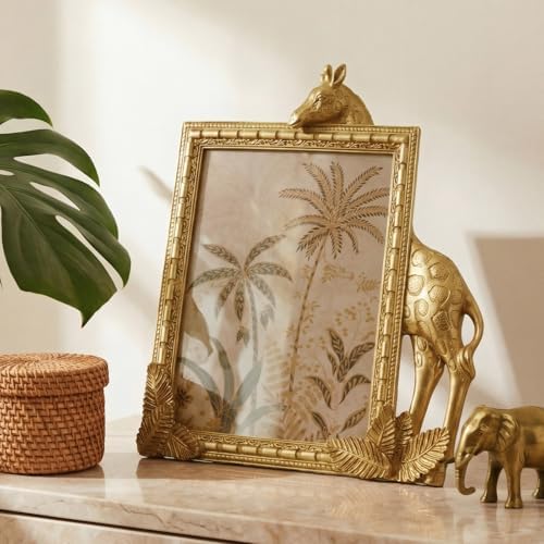 Cuspin 6x8 Picture Frame Gold Vintage Giraffe Ornate Resin Frame - Image 2
