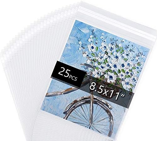 25 Pack Acid Free Crystal Sealed Clear Bags for 8.5x11 Art Prints, Photos by FallinginArt