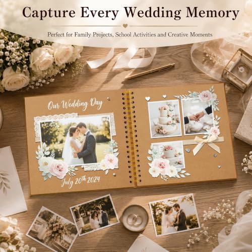 10x10 Inch DIY Scrapbook Album 100 Pages (50 Sheets), Hardcover Kraft Paper - Image 6