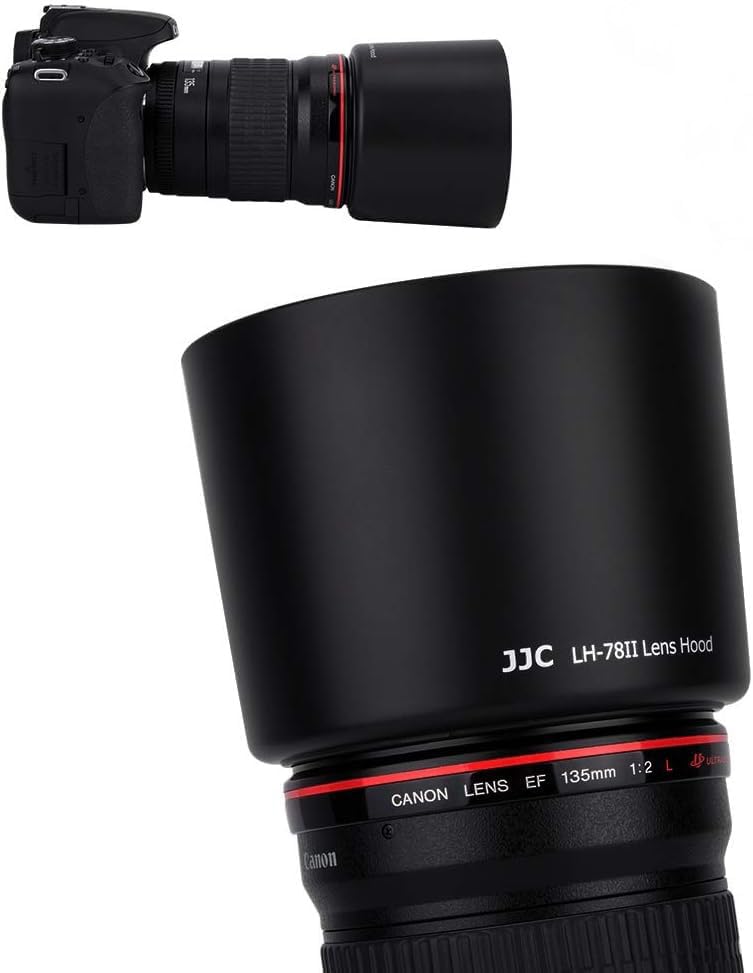 JJC Dedicated Reversible Lens Hood Shade Protector for Canon EF 135mm F2L USM & Canon EF 180mm F3.5L Macro USM Lens Replaces Canon ET-78II ET78II Lens Hood by JJC