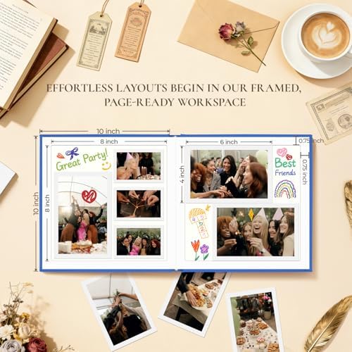 Vienrose Scrapbook Album 10x10 Inch Linen 420gsm Kraft 40 Pages Dark Blue - Image 3