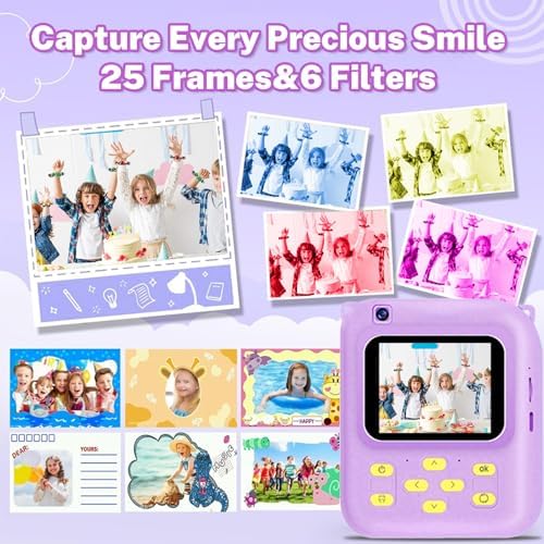 Instant Print Camera for Kids, 1080P Video Camera with 3 Print Rolls - Image 6