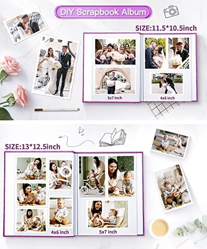 Popotop Photo Album Self Adhesive Scrapbook Album for 4x6 5x7 8x10 Pictures DIY Photo Book as Scrapbooking Supplies Kits, Birthday Gifts for Women Mom Wedding Baby Family Travel - Image 3