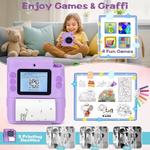 Cudinham Kids Camera Instant Print, Gifts for Age 3-12 Kids, 5 Rolls Paper - Image 5