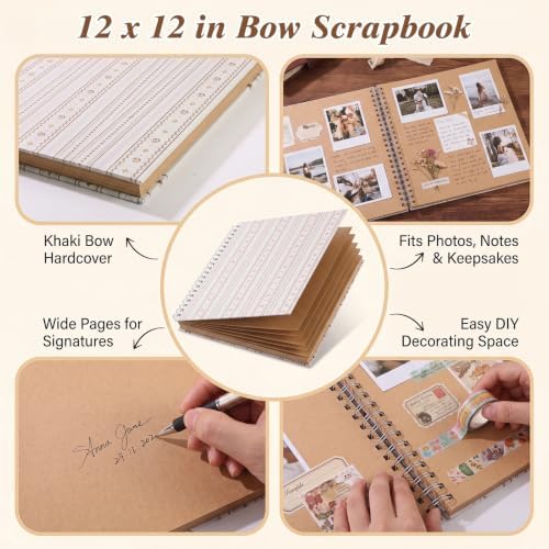 12x12in Vintage Scrapbook Album,60 Pages Striped Creative DIY Photo Album - Image 4