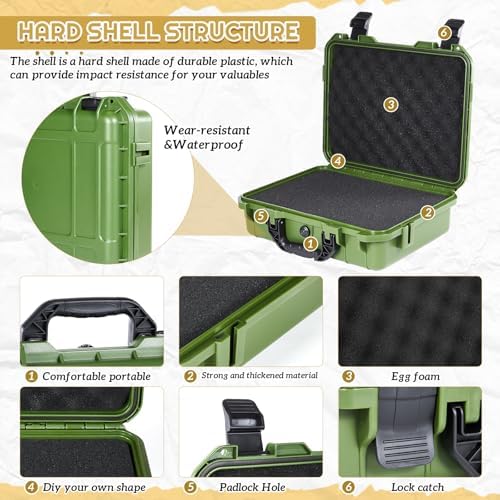 Relaxweex 22.4 x 16.1 x 10.2 Inch Hard Case, Grid Shell, Green - Image 3