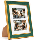 Suede 8x10 Picture Frame Display 2 Opening 4x6 Double Picture Frames Collage Wall Decor with Mat,Multi Photo Frame for Plexiglass,Wall or Tabletop Decor,1Pack,Green by AnoziebyProductsunder
