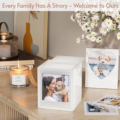 WINKINE Acrylic Polaroid Photo Storage Box for Polaroid i-Type/600/SX-70 Film, 4.2''x3.5'' Frame Box with Sliding Lid, Wedding Guest Book Alternative, Instax Photo Frame, White, 1 Pack - Image 6