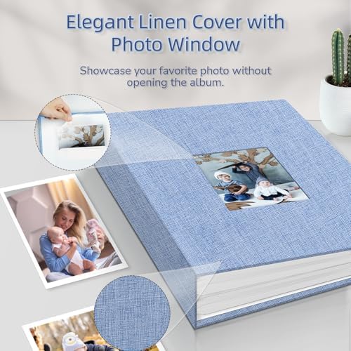 popotop Photo Album 4x6-200 Photos Photo Books with 200 Horizontal Pockets,Linen Cover Albums for Family Wedding Anniversary Baby Vacation Pictures - Image 2
