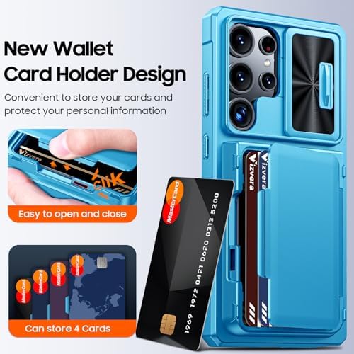 GooseBox for Samsung Galaxy S25 Ultra Case Wallet with RFID [Cards Holder][Camera Cover][Edge Raised] Full Body Shockproof Silicone Protective Phone Case for Galaxy S25 Ultra 6.9" 2025 (Lake Blue) - Image 2