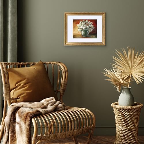 Americanflat 11x14 Picture Frame with Shatter-Resistant Glass - Use as 8x10 Frame with Mat or Display 11x14 Photo Without Mat - Ornate Picture Frames for Wall Display - Gold - Image 6