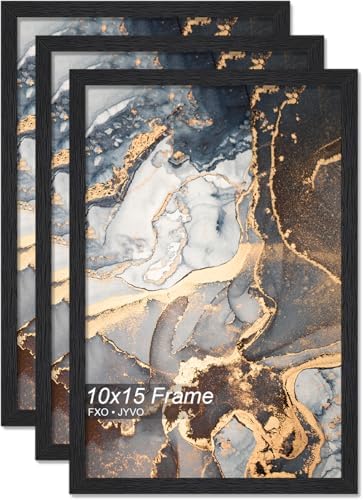 Fxojyvo 10x15 Picture Frame Set of 3 Black Engineered Wood Wall Hanging by Fxojyvo