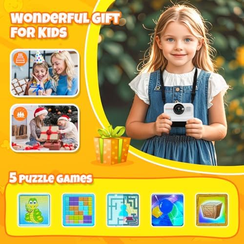 HiMont Kids Instant Print Camera, 1080P HD Kids Camera Instant Print with 3 Rolls Print Paper & 32GB Card, Ideal Kid Toys Gifts for Boys & Girls Age 3-14 (Black) - Image 6
