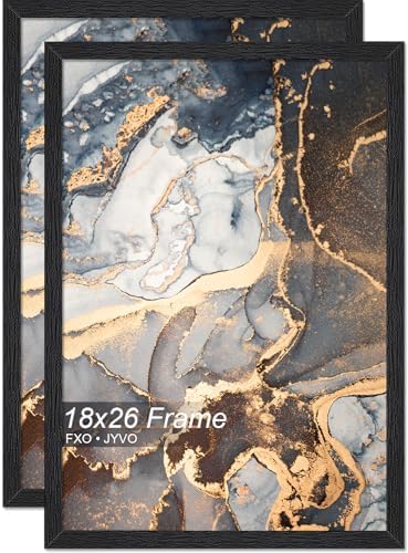Fxojyvo 18x26 Picture Frame Set of 2 Black Engineered Wood Wall Hanging by Fxojyvo