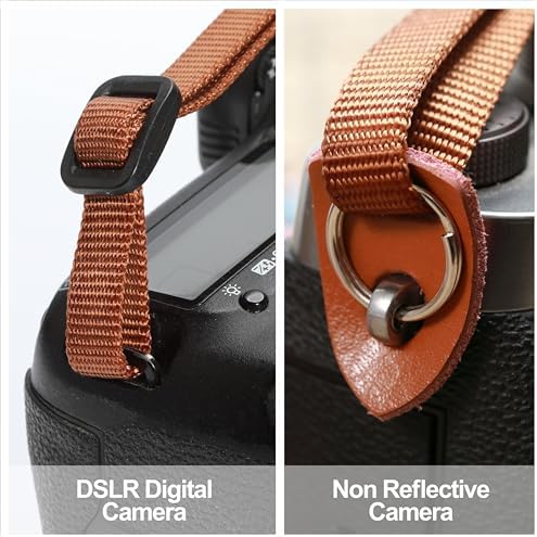Padwa Lifestyle Black and White Fine Plaid Camera Strap - 2" Wide Cowhide Head Cotton Strap,Vintage Check Weave Neck Shoulder & Crossbody Camera Straps for Photographers Gift and All DSLR Cameras - Image 3