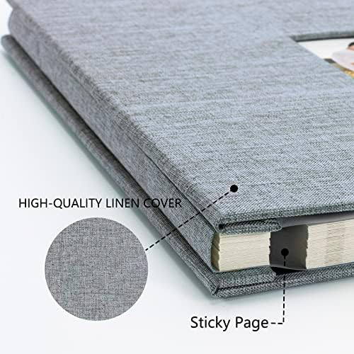 Photo Album Self Adhesive Pages Scrapbook, 13.2x12.8 Grey 60 Pages - Image 3