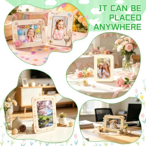 VOKOY 10 Pack Wooden Picture Frames for Crafts, DIY Wood Craft Picture Frames Bulk for 4" x 6" Photos,Unfinished Standing Photo Frames DIY Crafts Wood Decorate for Birthday Party Gifts - Image 4