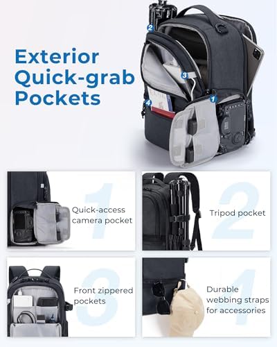 BAGSMART 2 in 1 Small Camera Backpack for DSLR, Fits 12.9" iPad, Black - Image 5