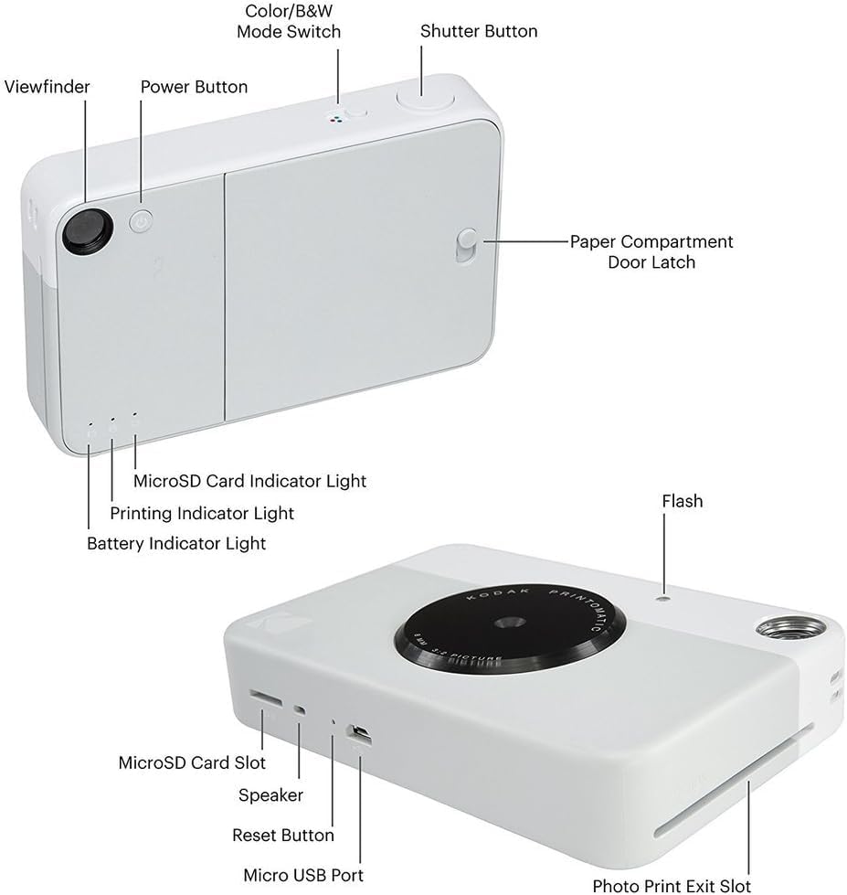 Kodak Printomatic Instant Camera Bundle (Grey) Zink Paper (20 Sheets) - Case - Photo Album - Hanging Frames. - Image 3