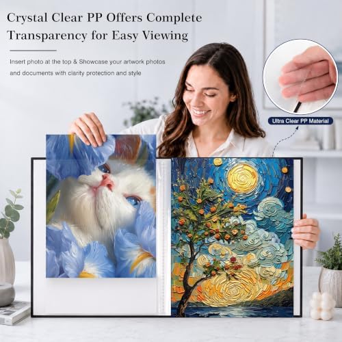 Aevdor 11x14 Photo Album and Art Portfolio, 64 Photos, Linen Cover, Black - Image 5
