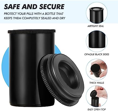 JOVITEC 100 Pcs Plastic Film Canister Holder 35 mm Empty Camera Reel Containers Storage Containers Case with Lids for Small Accessories Fish Hook Film Beads(Black) - Image 4