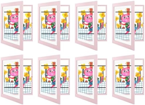 8 Pack 10x12.5 Front-Opening Kids Artwork Frames Changeable (Light Pink) by GoldenStateArt