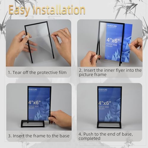 4x6 Picture Frames Acrylic Sign Holder 6 Pack Menu Stands, Double-sided Picture Stands for Wedding Table Numbers Holders, Table Top Display Wedding Sign Stand Vertical Flyer Holder, Black - Image 5