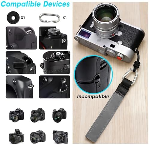 Camera Wrist Strap, Leather Camera Hand Strap for Photographer, Adjustable Soft Strap - Image 2