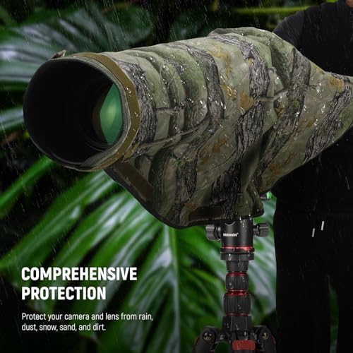 NEEWER PB020 Large Waterproof Rain Cover for Canon Sony Nikon Fujifilm DSLR Camera & Lenses up to 400 mm on Both Sides Camouflage Green Nylon - Image 6