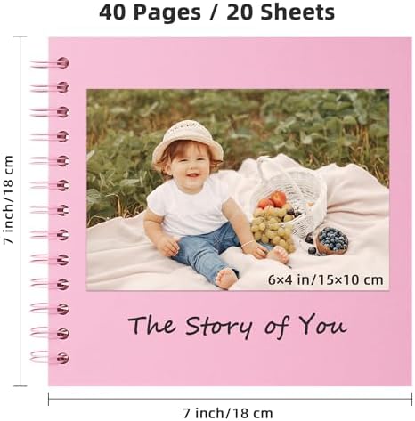 Scrapbook Album 7x7in, Acid-Free Kraft Paper 20 Sheets 40 Pages - Image 2