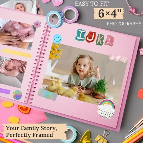 Scrapbook Photo Album 7"x7" 20 Sheets 40 Pages Hardcover Kraft Paper Khaki - Image 5