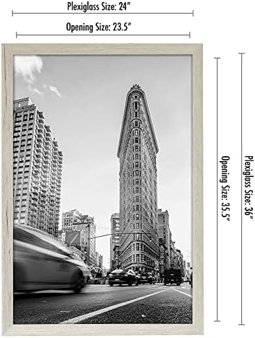 Americanflat 24x36 Poster Frame - Gray Engineered Wood with Polished Plexiglass - Wide Picture Frame for Vertical or Horizontal Wall Display - Epic Collection - Gray - Image 2