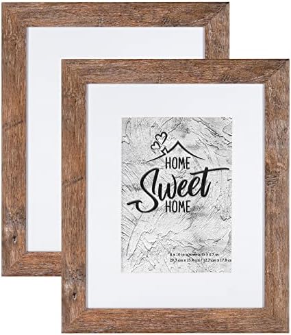Califortree Rustic Brown 8x10 Picture Frame - Display Photos 5x7 with Mat or 8x10 Without Mat - HD Glass Inside, Horizontal and Vertical Display for Wall and Tabletop - Set of 2 by Califortree